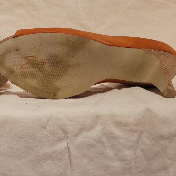 Banana Republic Orange Leather Open Toe Heel Size 7 1/2 - Picture 7 of 9